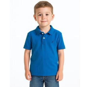 Nautica Boys 5/6 Blue Polo Shirt Short Sleeve EUC